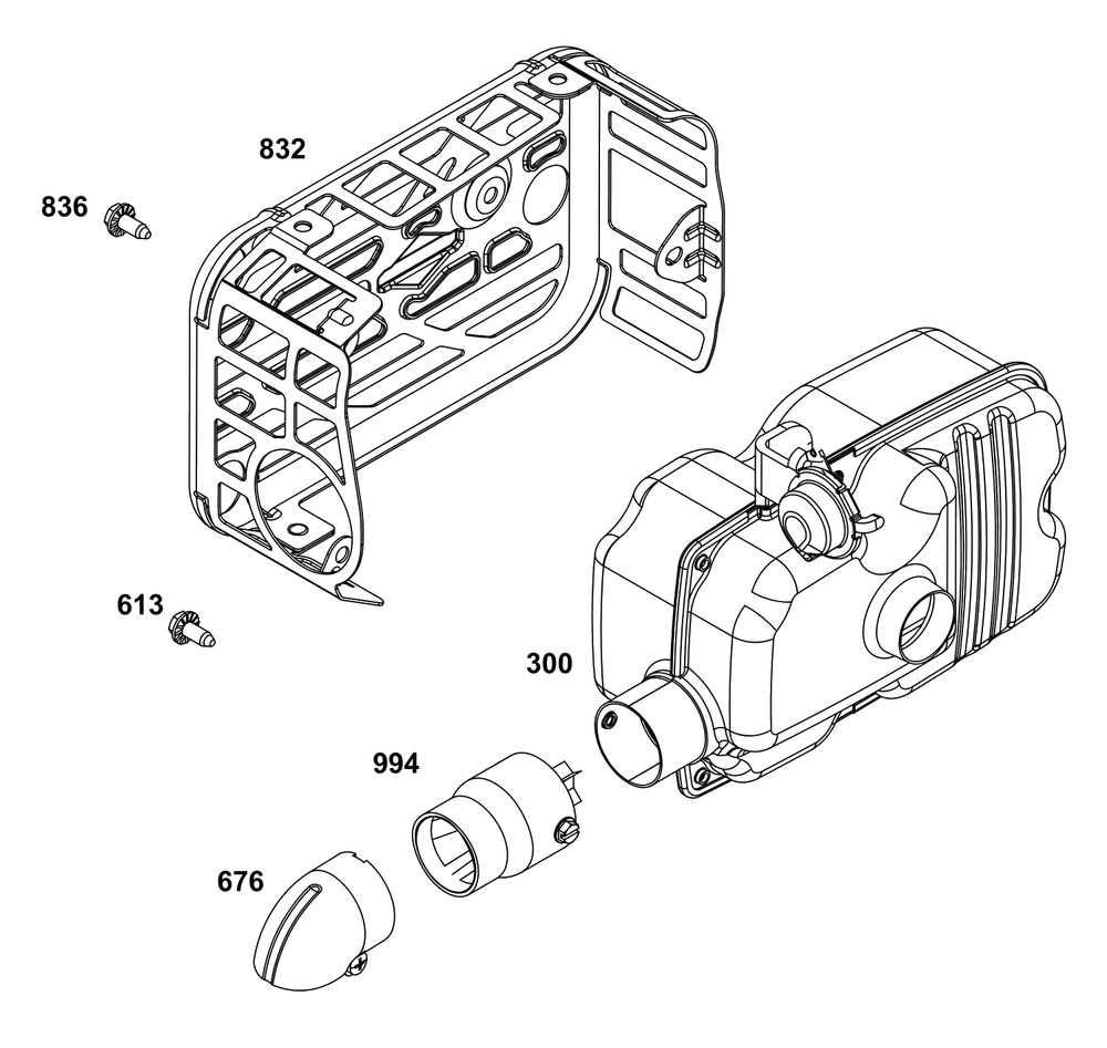 Exhaust Group Diagram and Parts List for 125P42-0031-H5  Briggs and Stratton Engine